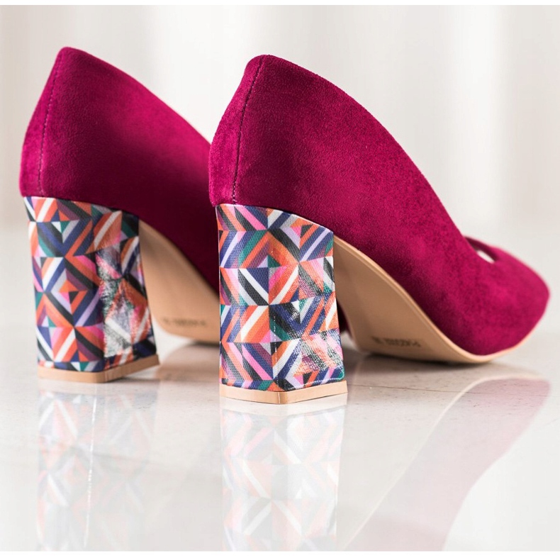 Sabatina Pompe deschise cu toc decorativ roz 1