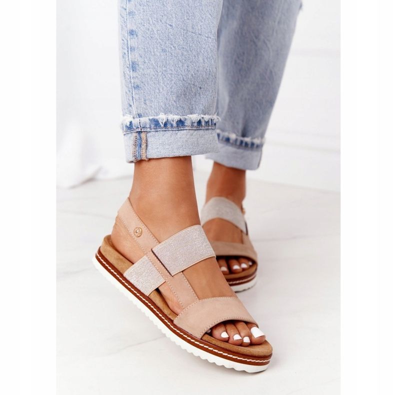 EVE Sandale cu manșetă argintie bej Almeria 2