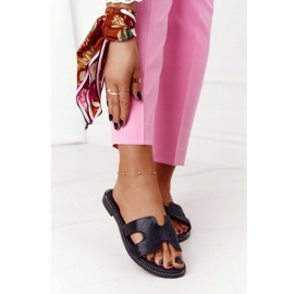 EVE Papuci din piele cu zirconiu cubic Modena neagră negru 2