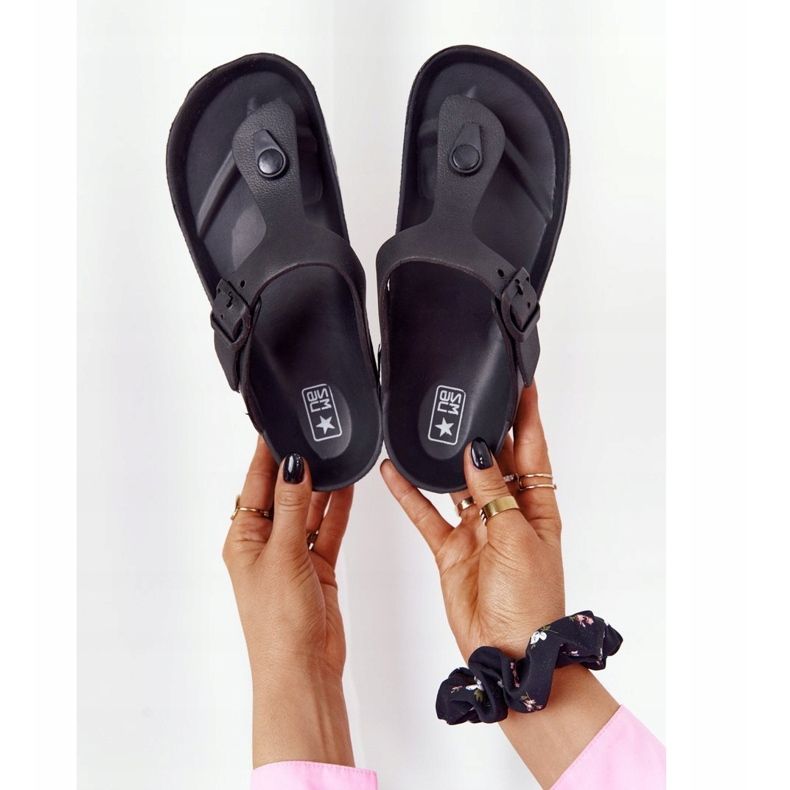 NEWS Flip-flops de cauciuc pentru femei Black Alma negru 1