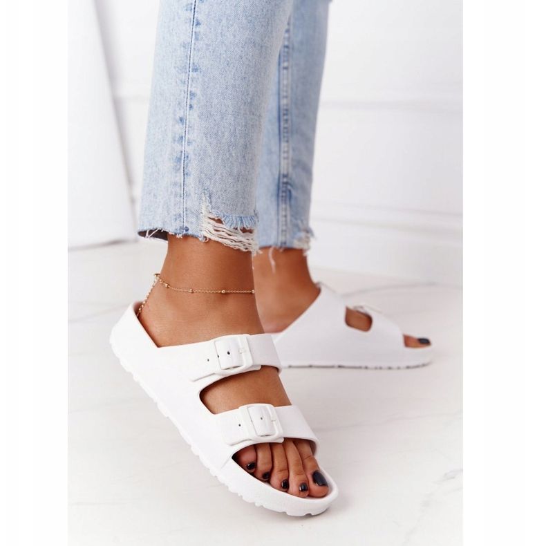 NEWS Papuci de cauciuc alb Stacy pentru femei 2