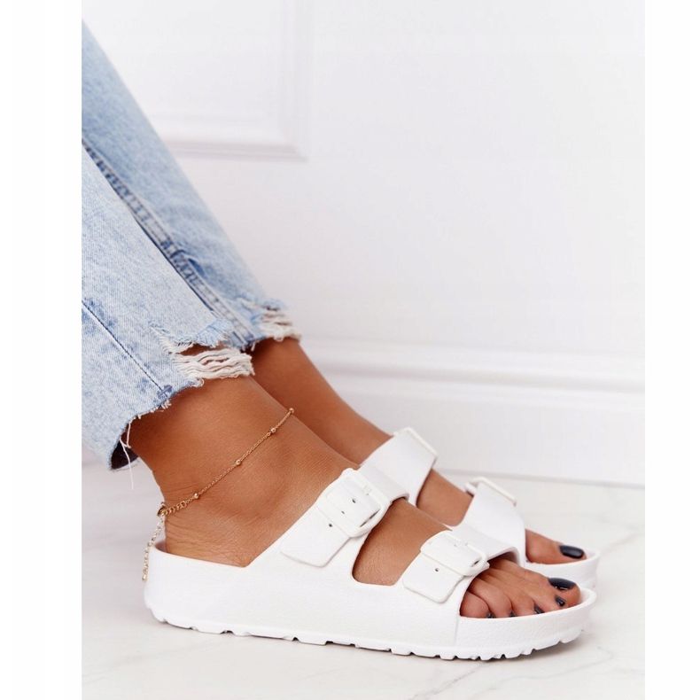 NEWS Papuci de cauciuc alb Stacy pentru femei 1