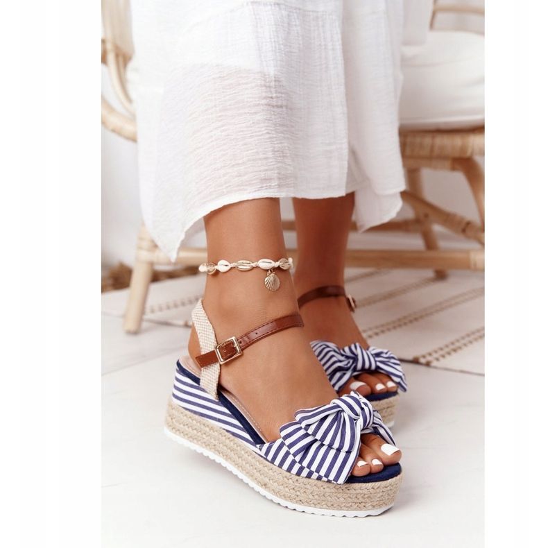 PG1 Sandale cu toc bleumarin La Isla Bonita alb albastru multicolor 2