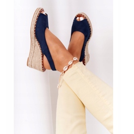 PG1 Sandale cu pană Las Palomas cu împletituri bej albastru marin 1