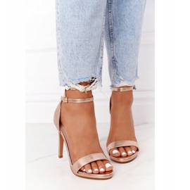 PG1 Sandale elegante pe toc înalt Glamour din aur roz de aur 2 PG1 Sandale elegante pe toc înalt Glamour din aur roz de aur 2