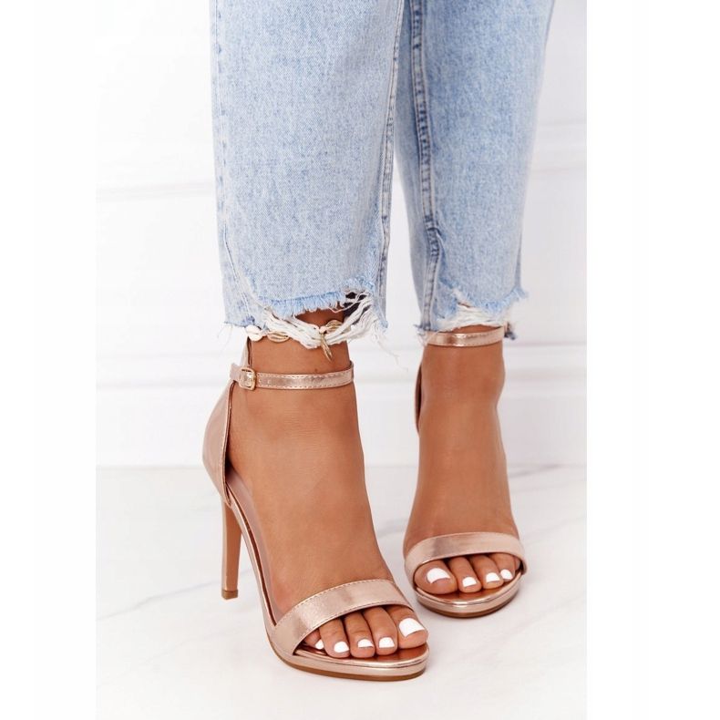 PG1 Sandale elegante pe toc înalt Glamour din aur roz de aur 2 PG1 Sandale elegante pe toc înalt Glamour din aur roz de aur 2