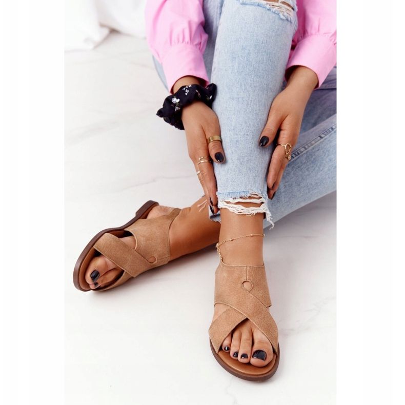 Sandale din piele de căprioară Sergio Leone SK060 Bej 1