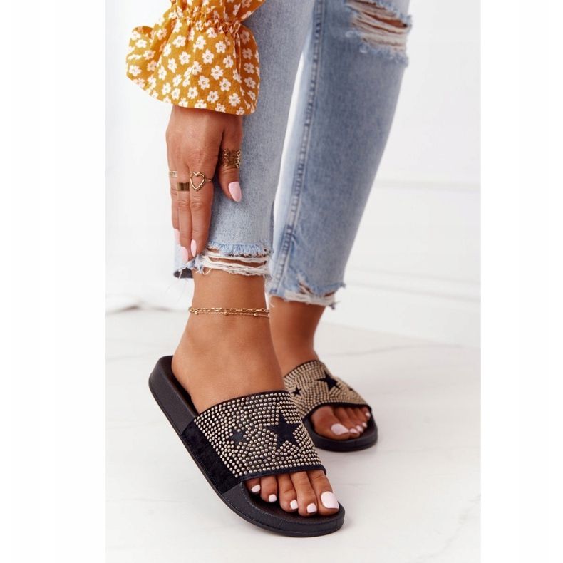 EVE Papuci negri Edie din cauciuc cu jeturi negru 2