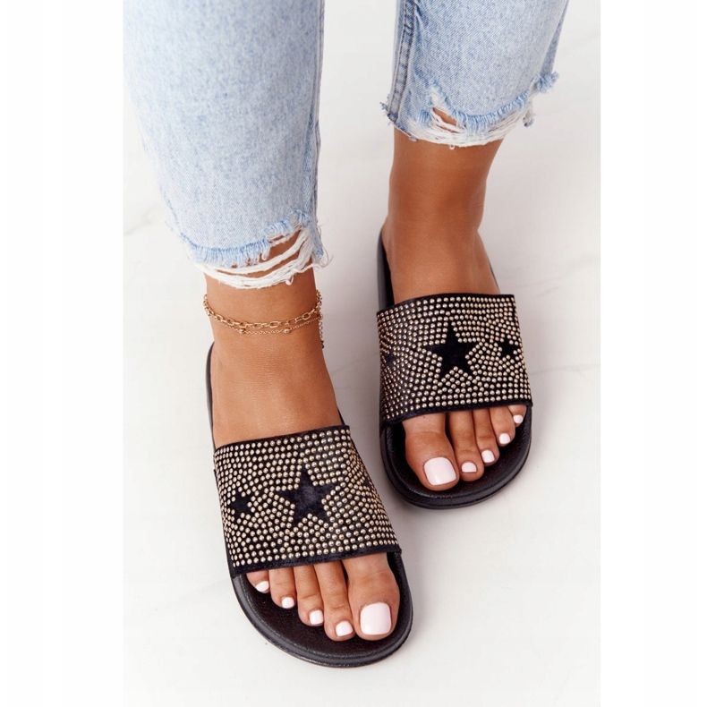 EVE Papuci negri Edie din cauciuc cu jeturi negru 1