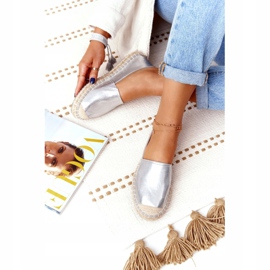Espadrile din piele pe talpă împletită Big Star HH274504 Argintiu 2