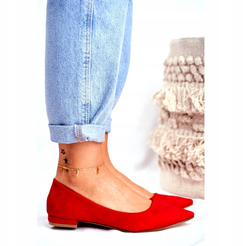 EVE Balerini pentru femei în piele spitz roșie Westley roșu 2