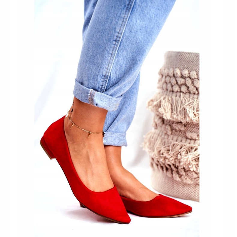 EVE Balerini pentru femei în piele spitz roșie Westley roșu 1