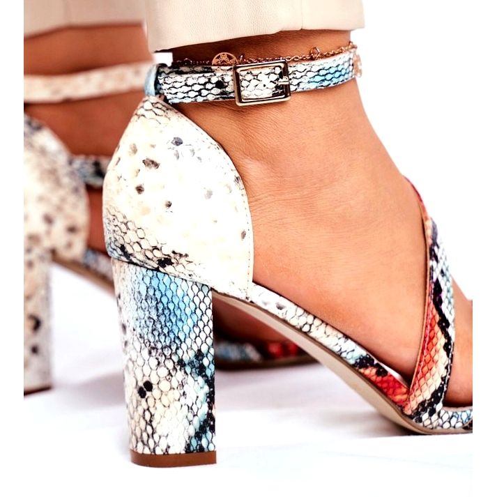 Sandale pentru femei cu toc înalt Sergio Leone Red Snake SK870 bej multicolor 3