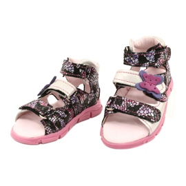 Mazurek Sandale din piele pentru fete ridicate 291 cu un fluture argint 2