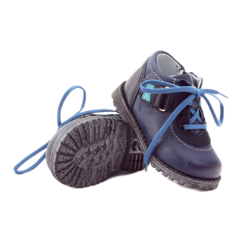 Cizme de piele pentru băieți 1456 Navy Blue Renbut albastru 3