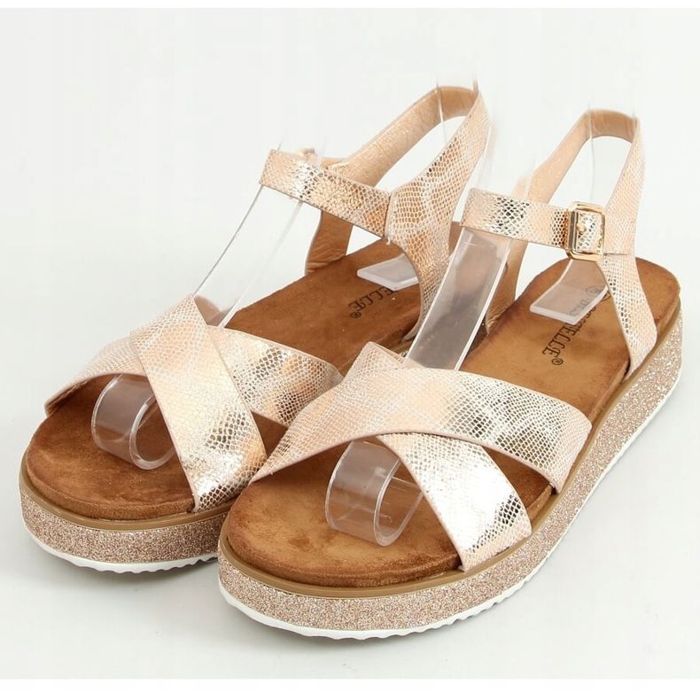 Sandale dama șampanie 100-139SA-1 Șampanie multicolor roz 1