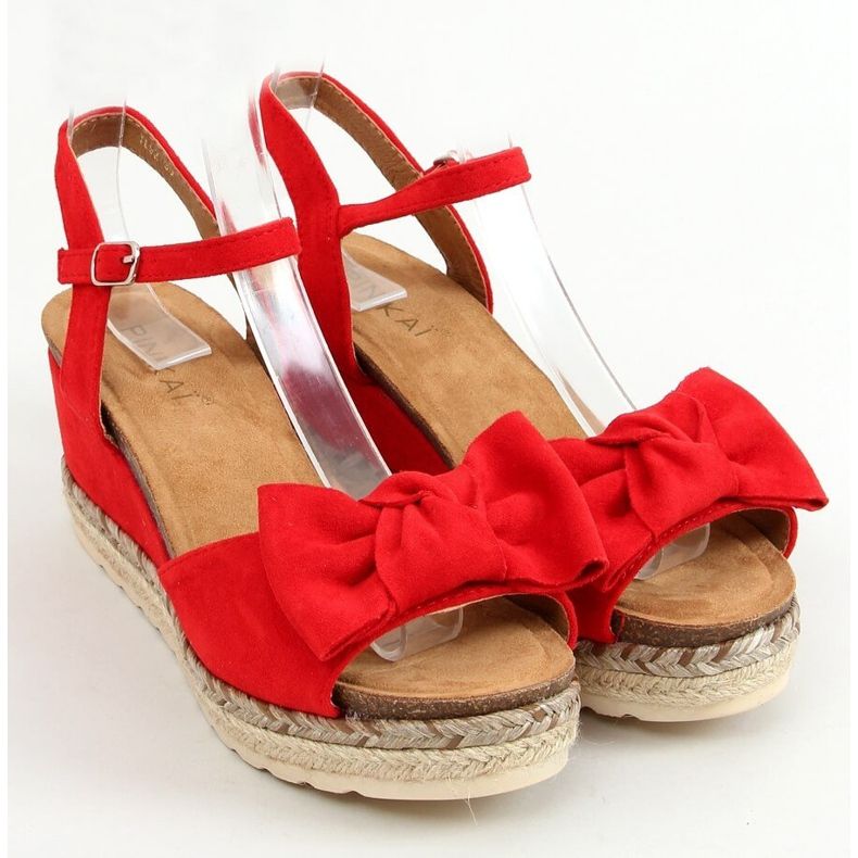 Espadrile pe o pană cu arc, roșu YL92 Roșu 1 Espadrile pe o pană cu arc, roșu YL92 Roșu 1