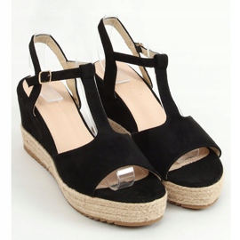Espadrile negre pe pene WX-08 Negru 1