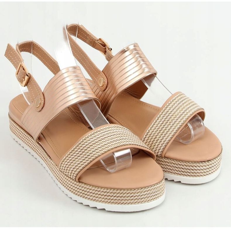 Sandale de șampanie pentru femei YQ16 Champagne roz multicolor de aur 1