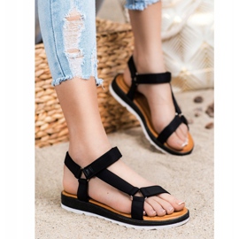 SHELOVET Sandale la modă cu Velcro negru 1