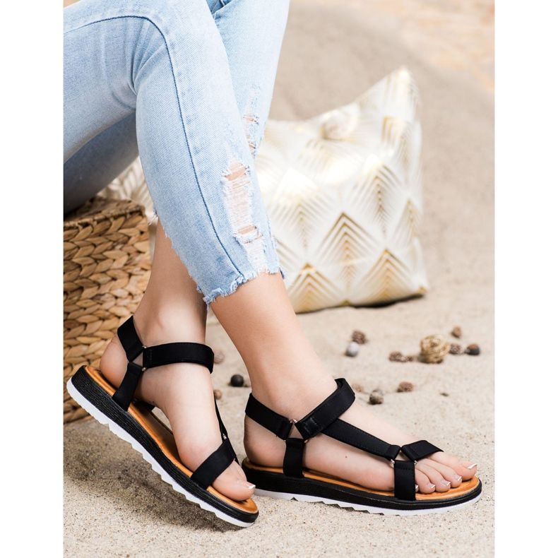 SHELOVET Sandale la modă cu Velcro negru 2