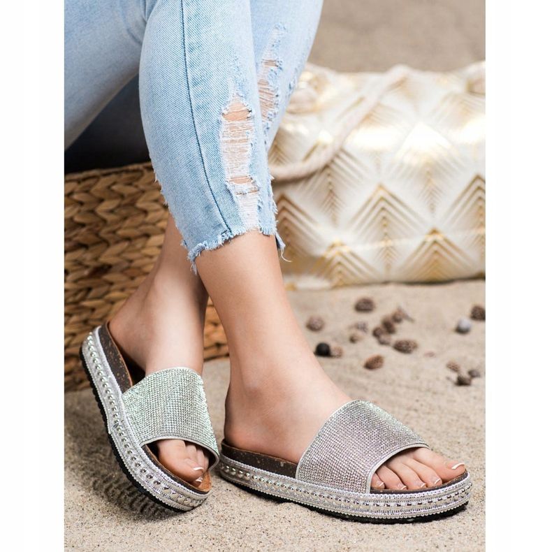 SHELOVET Papuci de cristal de moda argint 1