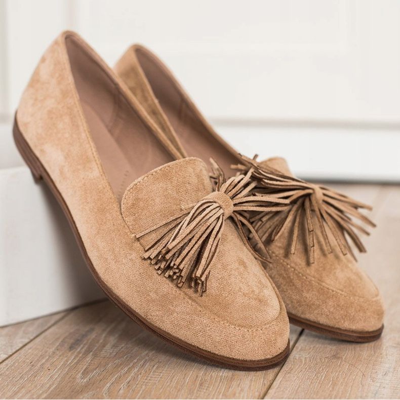 Evento Domnii din piele de căprioară cu franjuri bej 2