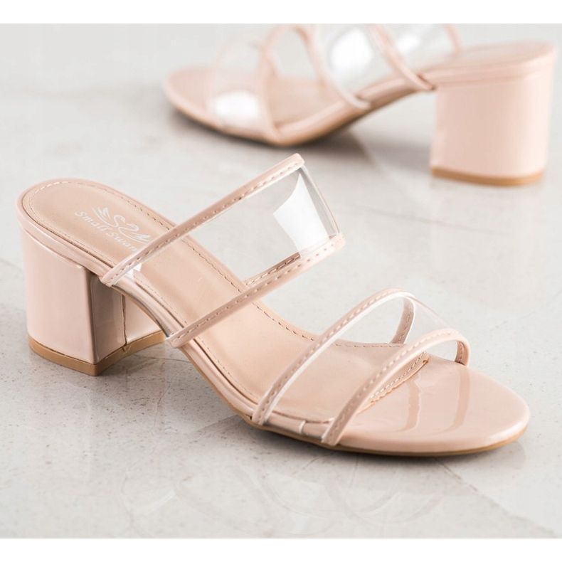 Small Swan Papuci cu benzi transparente bej 1 Small Swan Papuci cu benzi transparente bej 1