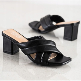 Small Swan Papuci eleganți din piele ecologică negru 1