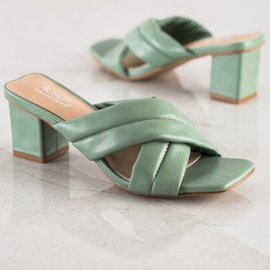 Small Swan Papuci eleganți din piele ecologică verde 1