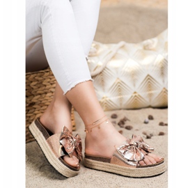 SHELOVET Papuci Strălucitori Cu Arc de aur 1