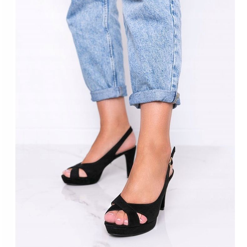 Sandale negre pe toc înalt de la Big Girl negru 1