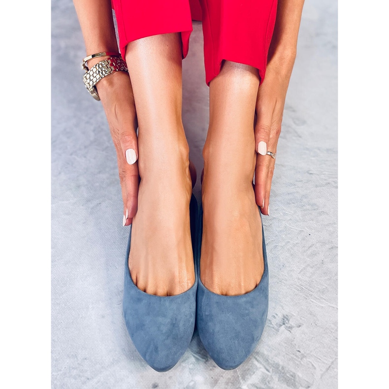 Albastru CC212P Balerini din piele de căprioară albastră 1