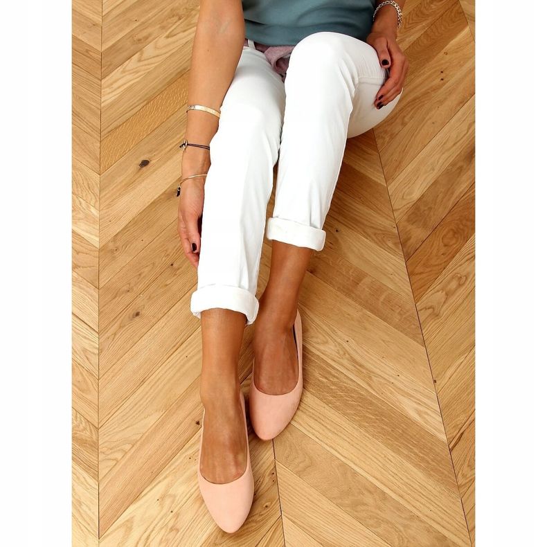 Balerini netede din piele intoarsa roz CC212P Roz 1