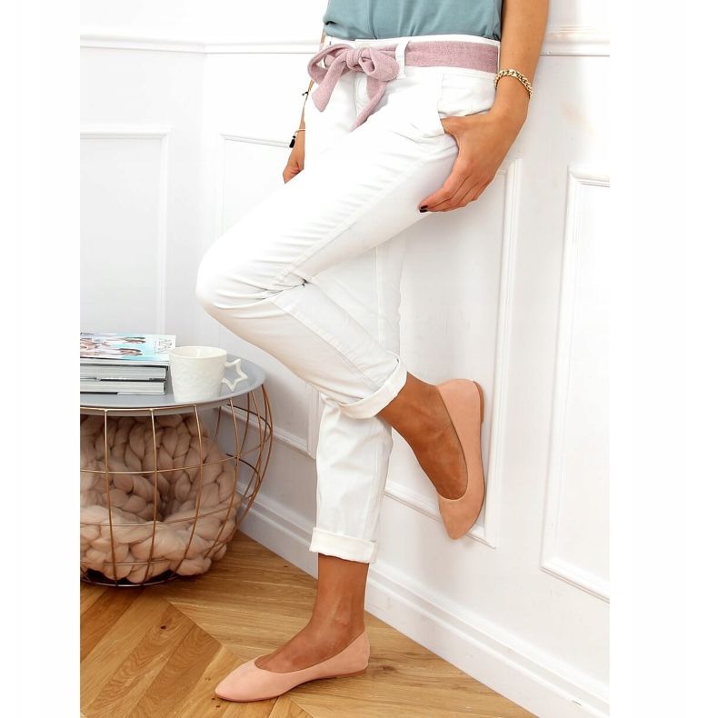 Balerini netede din piele intoarsa roz CC212P Roz 2