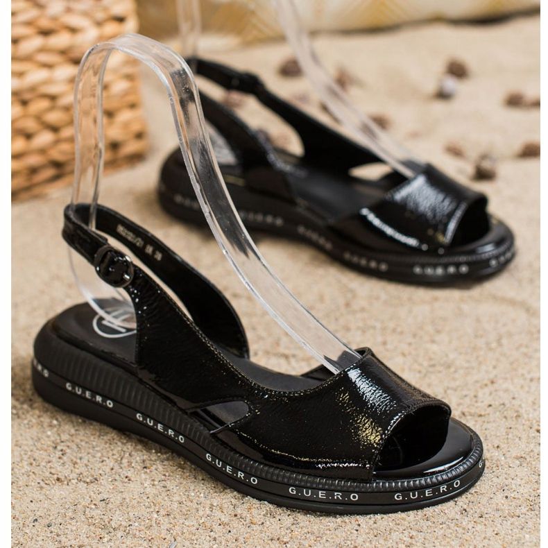 Filippo Sandale lăcuite confortabile negru 1