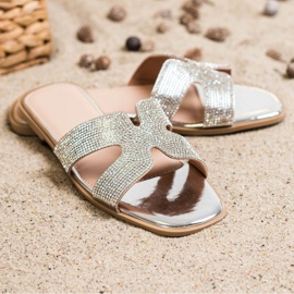 SHELOVET Papuci eleganți cu zirconiu cubic argint 2