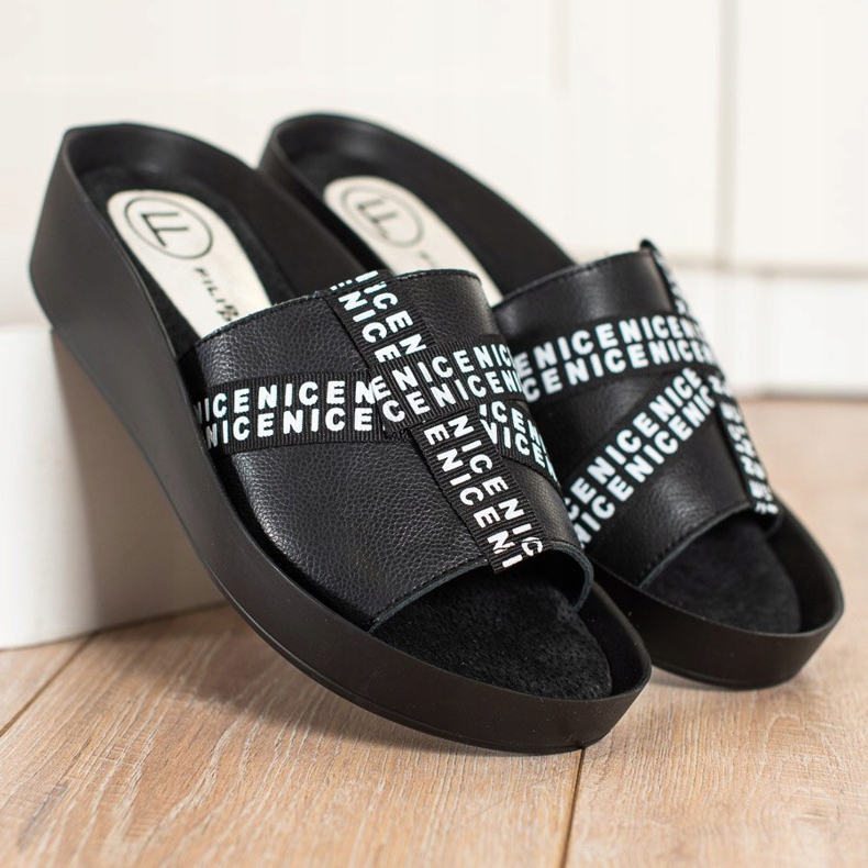 Filippo Papuci de moda din piele negru 1