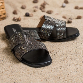 SHELOVET Papuci eleganți cu ornamente negru 1