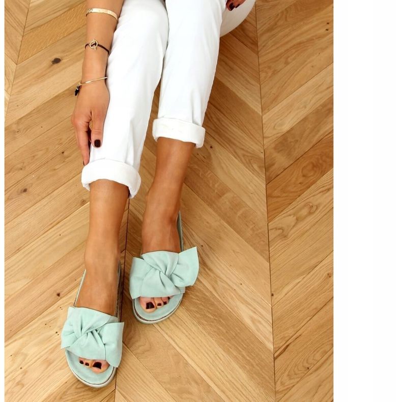 Menta 8228 Papuci verzi pe talpă înaltă verde 1