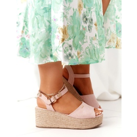 Sandale cu pene cu împletit Big Star FF274749 Nud roz 3