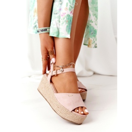 Sandale cu pene cu împletit Big Star FF274749 Nud roz 2