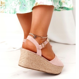 Sandale cu pene cu împletit Big Star FF274749 Nud roz 4