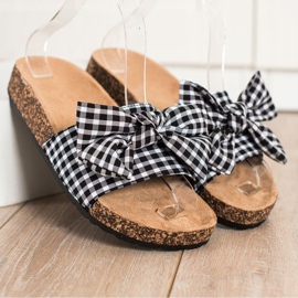 SHELOVET Papuci cu carouri la modă alb negru 2