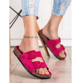 SHELOVET Papuci confortabili cu catarame roz 1