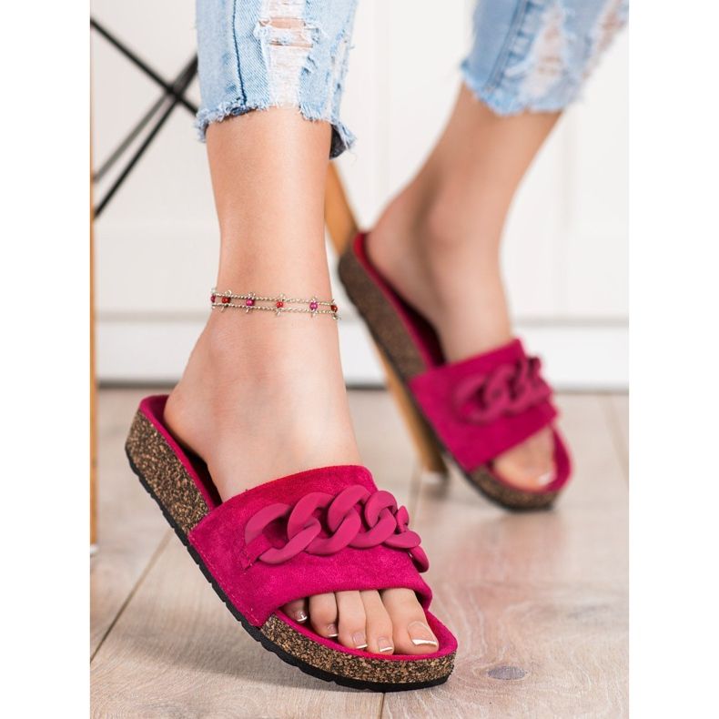 SHELOVET Papuci la modă cu ornament portocale 1