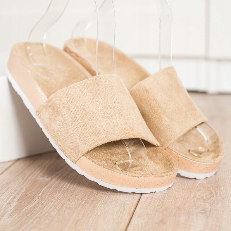 SHELOVET Papuci din piele de căprioară la modă maro 1