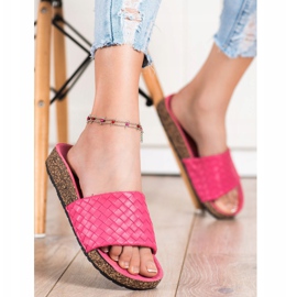 SHELOVET Papuci țesuți la modă roz 2