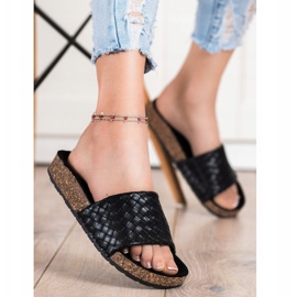 SHELOVET Papuci împletiți la modă negru 2