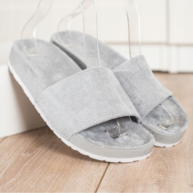 SHELOVET Papuci din piele de căprioară la modă gri 1